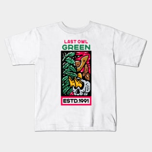 Last Owl Green And Skull Kids T-Shirt